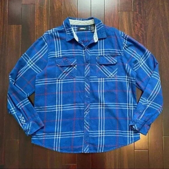 Tony Hawk Flannel Button Front Shirt Long Sleeves Blue Plaid Size XL - Picture 14 of 14